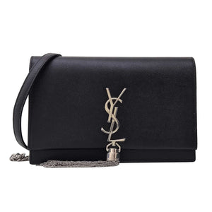 Saint Laurent Kate Monogram Tassel Chain Wallet Black