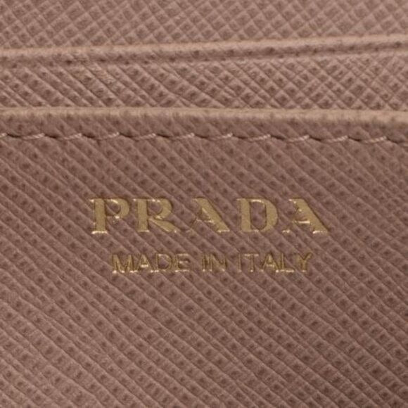 Prada Saffiano Zip Around Card Holder Beige