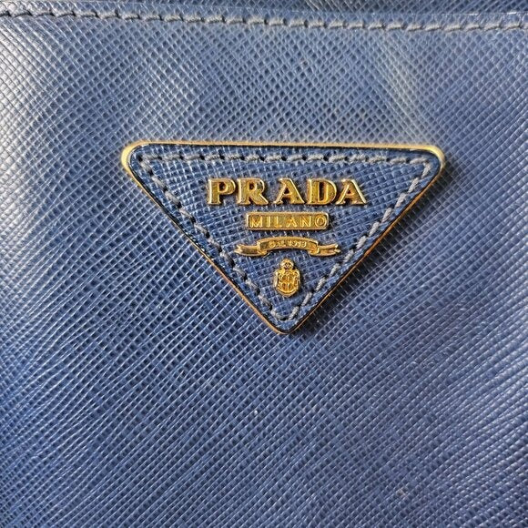 Prada Saffiano Leather Lux Large Tote Blue