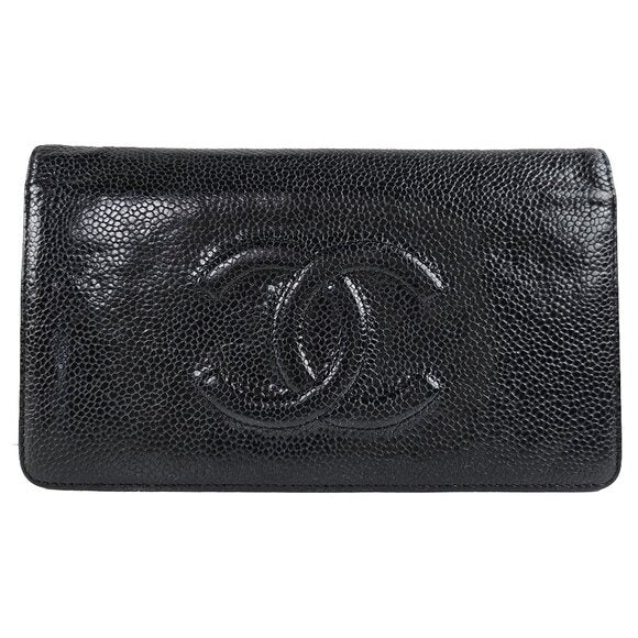 Chanel Caviar Timeless CC Yen Wallet Black