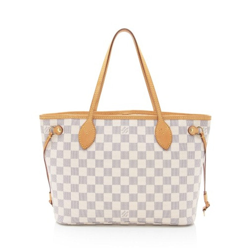 Louis Vuitton Neverfull Pm White Damier Azur Tote