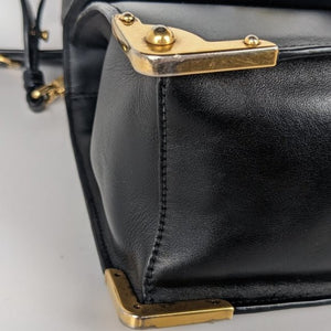 Prada Serpent Animalier Large Top Handle Cahier Black